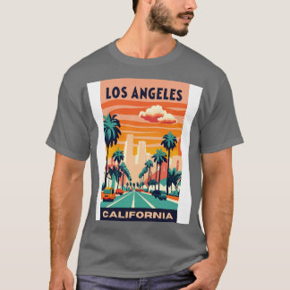 Een vintage reiskunst van Los Angeles California U T-shirt