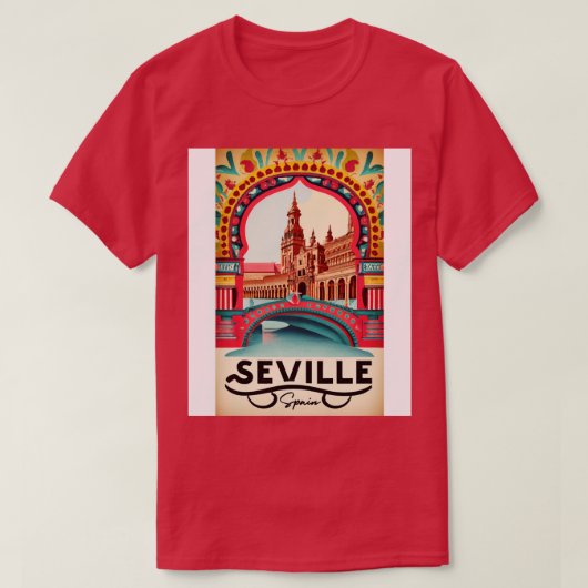 Een Vintage Reiskunst van Sevilla Spanje TShirt 2 (Design voorkant)