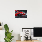Een Vintage rode musclecar Poster (Thuiskantoor)
