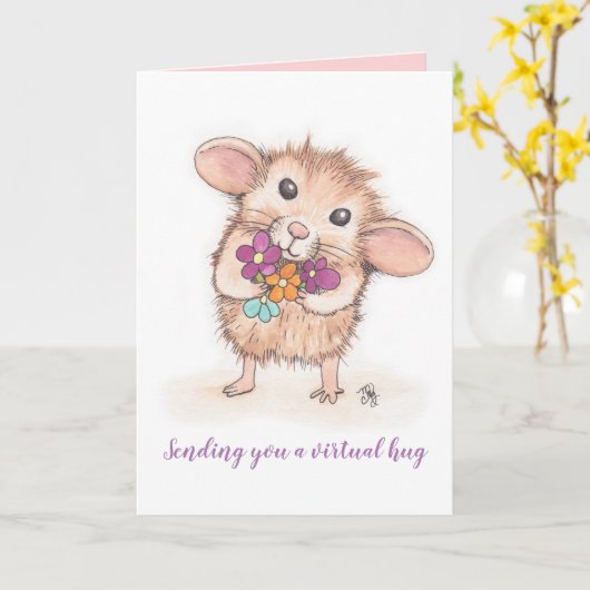 Een Virtual Hug Mouse-Wenskaart verzenden Kaart (Gele Bloem)