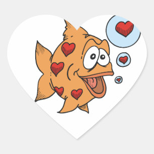 Een vis in liefde - hart sticker