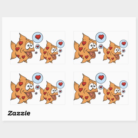 Een vis in liefde - rechthoekige sticker (Vel)