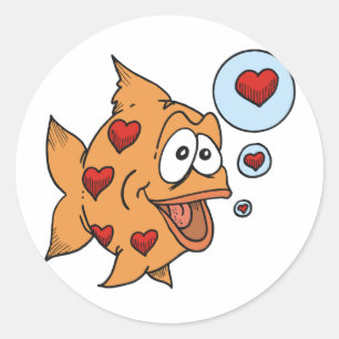 Een vis in liefde - ronde sticker