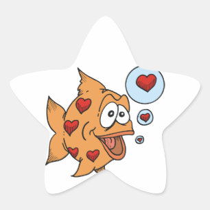 Een vis in liefde - ster sticker