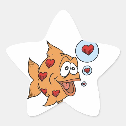 Een vis in liefde - ster sticker (Voorkant)