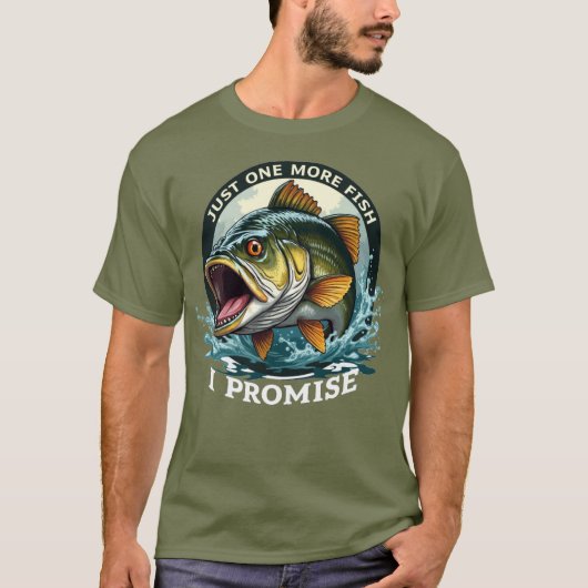 Eén Vis Meer, Dat Beloof Ik, Grappige Visvangst T-shirt (Voorkant)