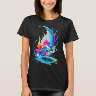 Een vis met veel kleuren zwemmend t-shirt