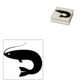 Een vis op een lijn - vissen - Wood Art Stamp Rubberstempel (Gestempeld)