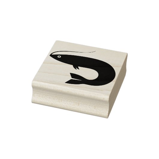 Een vis op een lijn - vissen - Wood Art Stamp Rubberstempel (Stempel)