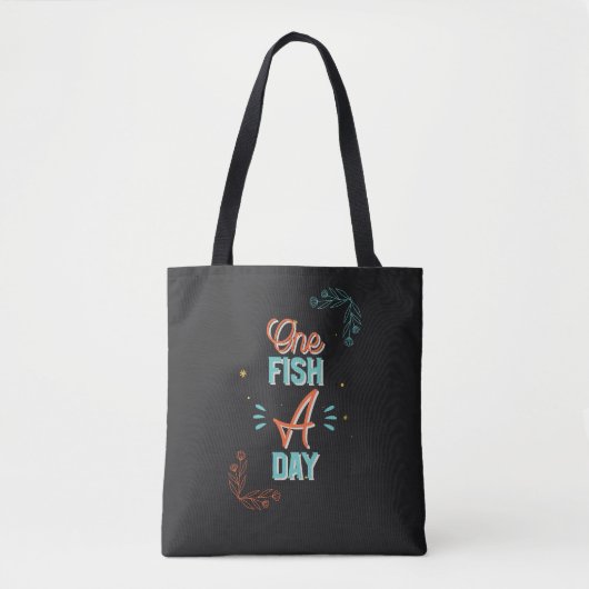 Eén Vis Per Dag Lettering Tote Bag (Voorkant)