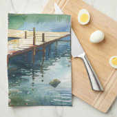Een vis-slang aan het meer theedoek (Quarter Fold)