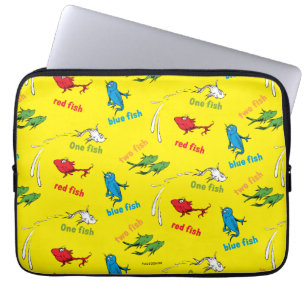 Eén Vis Twee Vissen Geel Patroon Laptop Sleeve