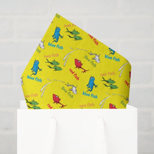 Eén Vis Twee Vissen Geel Patroon Tissuepapier (Cadeauzakje)