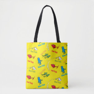 Eén Vis Twee Vissen Geel Patroon Tote Bag