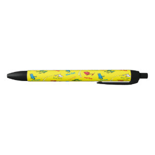 Eén Vis Twee Vissen Geel Patroon Zwarte Inkt Pen