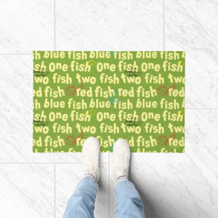 Eén Vis Twee Vissen Typografie Patroon Deurmat