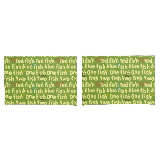 Eén Vis Twee Vissen Typografie Patroon Kussensloop (Voorkant-Set)