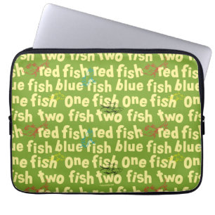 Eén Vis Twee Vissen Typografie Patroon Laptop Sleeve