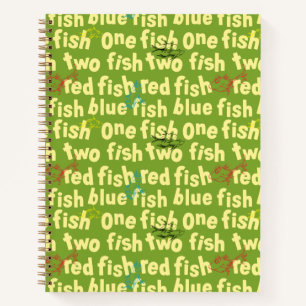 Eén Vis Twee Vissen Typografie Patroon Notitieboek