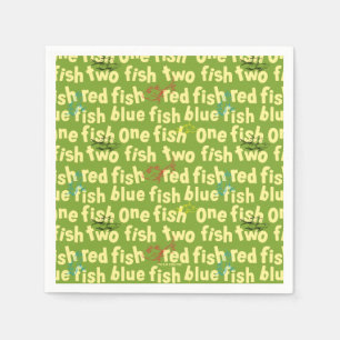 Eén Vis Twee Vissen Typografie Patroon Servet