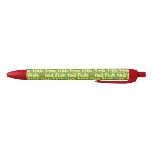 Eén Vis Twee Vissen Typografie Patroon Zwarte Inkt Pen