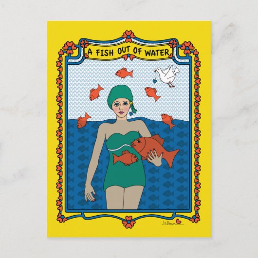Een vis uit het water_B_ ansichtkaart Briefkaart (Voorkant)