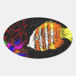 Een vis van velen ovale sticker