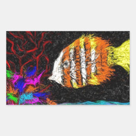 Een vis van velen rechthoekige sticker