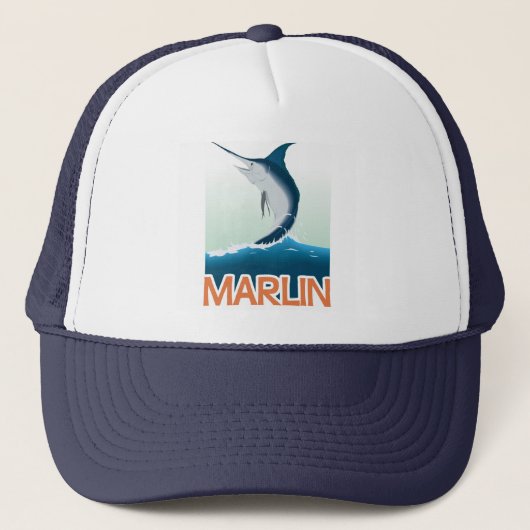 Een viscadeau van zee: Shiny marlin Trucker Pet (Voorkant)