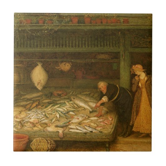 Een vishandelszaak van Frederick Walker Tegeltje (Voorkant)