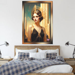 Een visie van Art Deco Elegance AI Art van Xzendor Canvas Afdruk