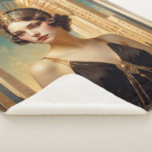 Een visie van Art Deco Elegance AI Art van Xzendor Sherpa Deken