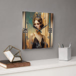Een visie van Art Deco Elegance AI Art van Xzendor Vierkante Klok<br><div class="desc">A Vision Of Art Deco Elegance AI Concept Art van Xzendor7; als het einde van het tijdperk ziet zijn laatste zonsondergang. Lees het korte verhaal op mijn website: https://xzendor7.com/a-vision-of-art-deco-elegance-by-xzendor7/</div>
