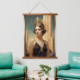 Een visie van Art Deco-elegantie AI-kunst van Xzen Hangend Wandkleed