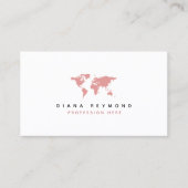 Een visitekaartje met roze kaart van de wereld voo (Voorkant)