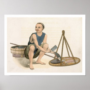 Een visser, bord 39 uit 'De kostuums van China' Poster