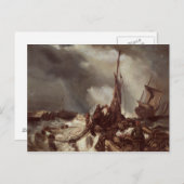 Een visser die zich in een net bevindt, 1868 briefkaart (Voorkant / Achterkant)