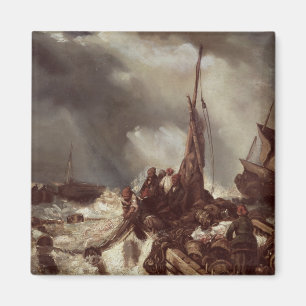 Een visser die zich in een net bevindt, 1868 magneet