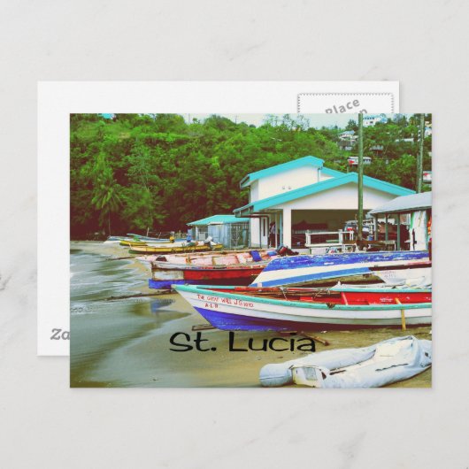 Een vissersdorp in Saint Lucia Briefkaart (Voorkant / Achterkant)