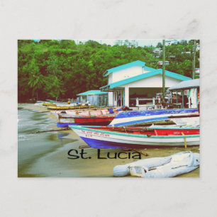 Een vissersdorp in Saint Lucia Briefkaart