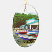 Een vissersdorp in Saint Lucia Keramisch Ornament (Links)