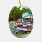 Een vissersdorp in Saint Lucia Keramisch Ornament (Achterkant)