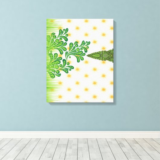 Een visueel aantrekkelijk groen en goud patroon me canvas afdruk (Insitu (Houten vloer))