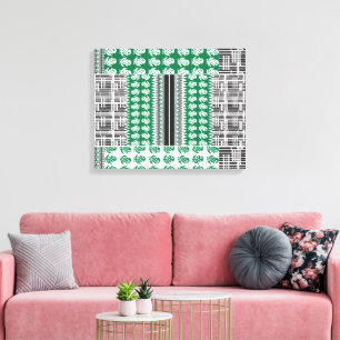 Een visueel aantrekkelijk groen en zwart patroon, canvas afdruk