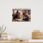 Een visverkoop op een Cornish Beach 1885 Poster (Keuken)