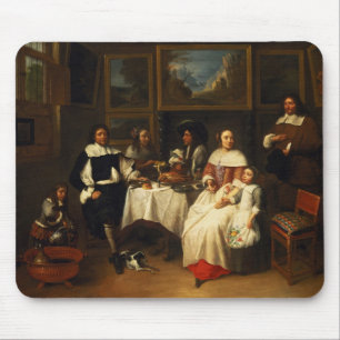 Een Vlaamse familie in het avondeten Muismat