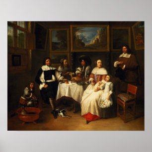 Een Vlaamse familie in het avondeten Poster