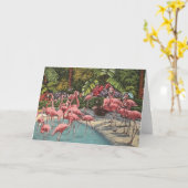 Een Vlammende Flamingo's Wenskaart Kaart (Gele Bloem)