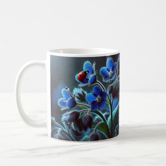 Een vleugje blauw: elegante Mok van bloemen (Links)