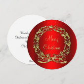 Een vleugje Elegance Gouden Krans op Rode Kerstmis Feestdagenkaart (Voorkant / Achterkant)